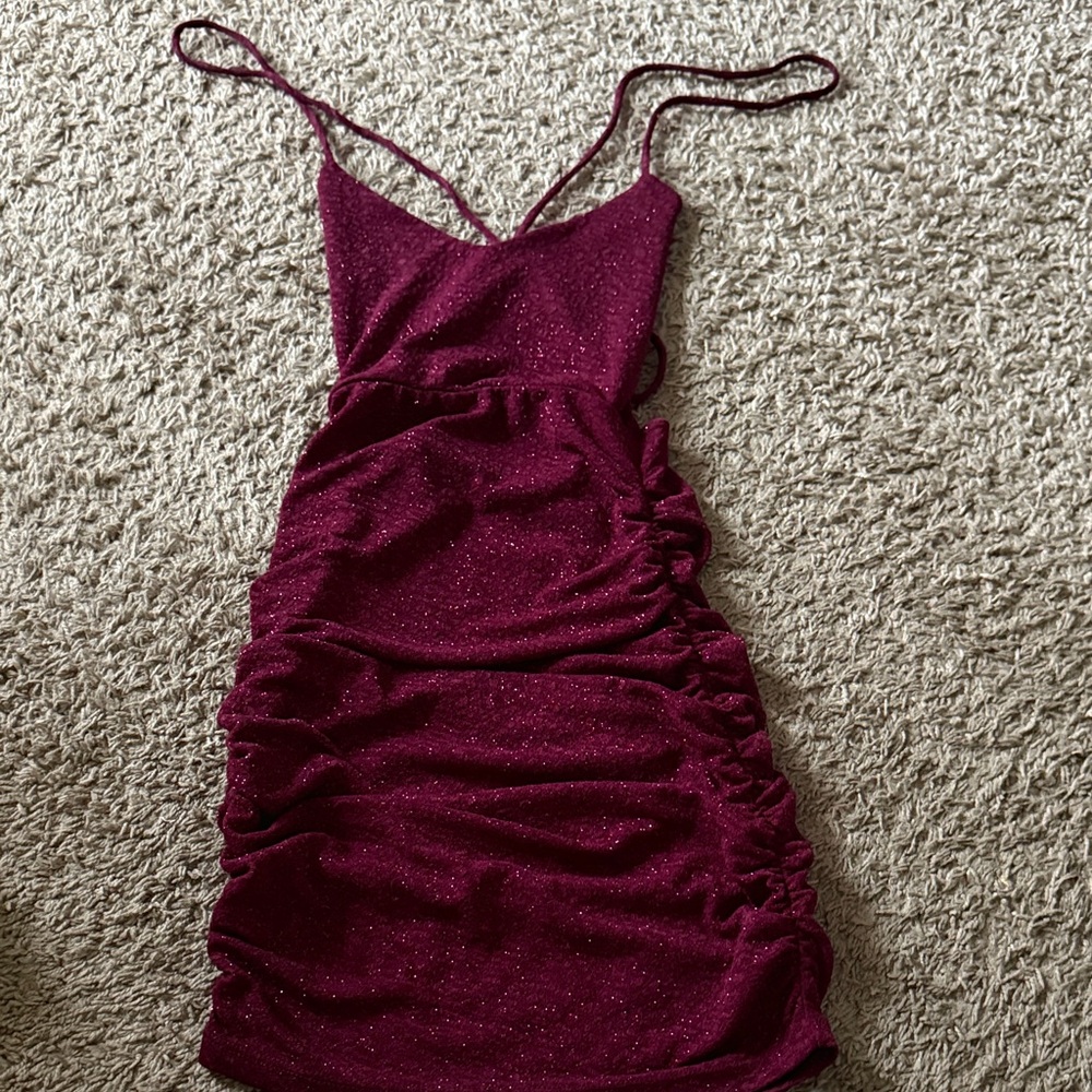Windsor Burgundy Glitter Mini Dress